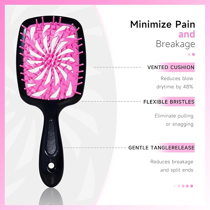 11 Pcs Hair Brush Set, Detangle Hair Brush And Spray Bottle, 3 Pieces Smooth Hairbrush For Toddlers, Suitable For Wet and Dry Hairstyles, Suitable For Adults And Children. (Pink)