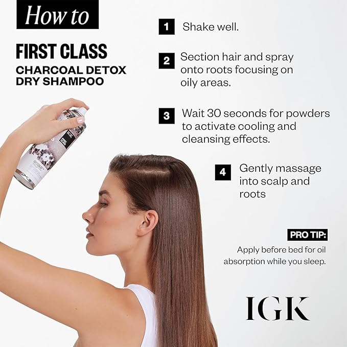 IGK First Class Charcoal Detox Dry Shampoo Jumbo Size | Deep Cleansing, Oil & Odor Absorbing | Adds Volume & Texture | For All Hair Types | 11 oz