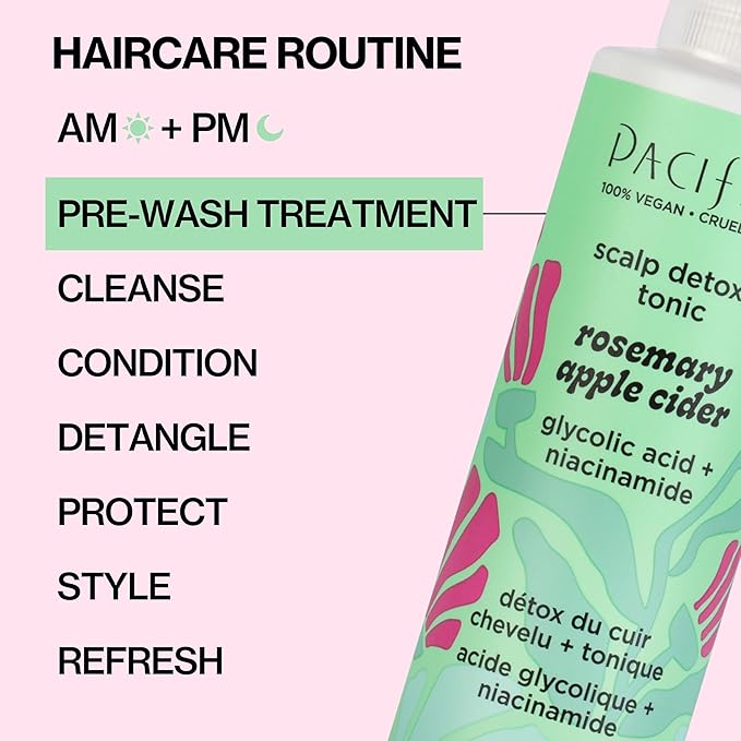 Pacifica Scalp Detox Tonic – Rosemary Apple Cider Scalp Exfoliator, Apple Cider Vinger Hair Rinse w/ Salicylic Acid for Clarifying Build Up, Vegan Treatment and Pre Shampoo Cleanser - 5 oz