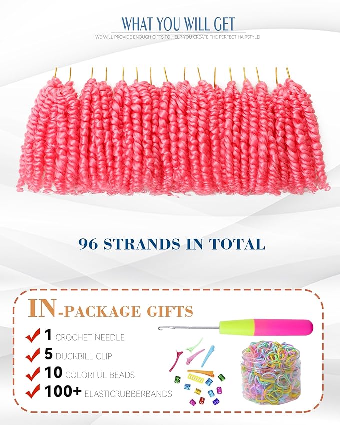 Short Passion Twist Crochet Hair for Black Women and Kids,Pre-Twisted Pre Looped Passion Twist Hair,4 Inch 8 Packs Short Bob Spring Twist Bohemian Braids,Curly Crochet Hair Extensions(4"-8P,Pink)