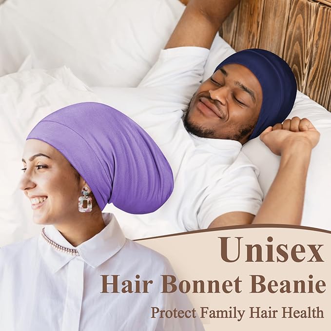 OLESILK Mulberry Silk Bonnet for Men, Mens Bonnet for Curly Hair, 100% Real Silk Hair Bonnet for Sleeping, Night Cap for Frizzy, Navy