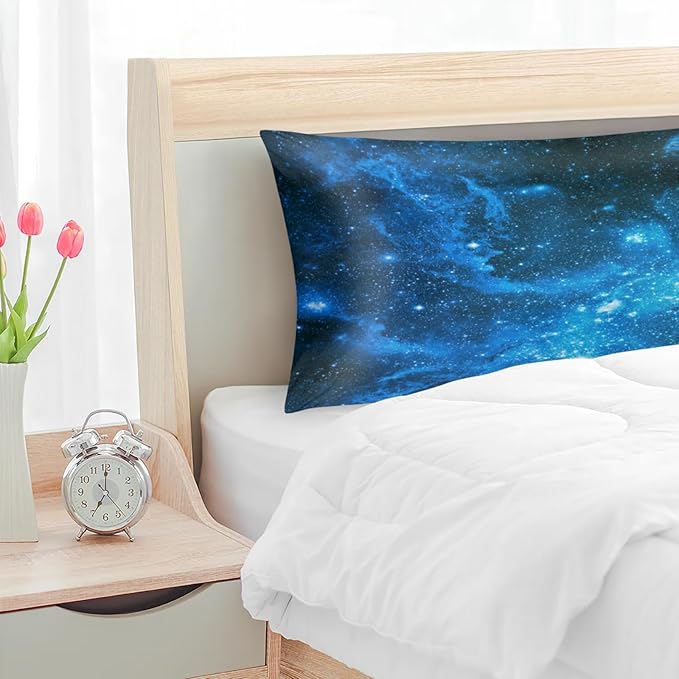 Galaxy Nebula Silky Satin Pillowcase for Hair & Skin, Bed Pillow Cases with Hidden Zipper Soft Breathable Pillow Covers for Sleeping King Size, 20x40in