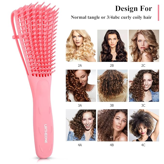 URTHEONE Detangling Hair Brush,Hair Detangler Brush and Wide Tooth Comb Set for Black Natural Curly Wet Dry Thick Straight Long Hair, Afro American Type 3a-4c