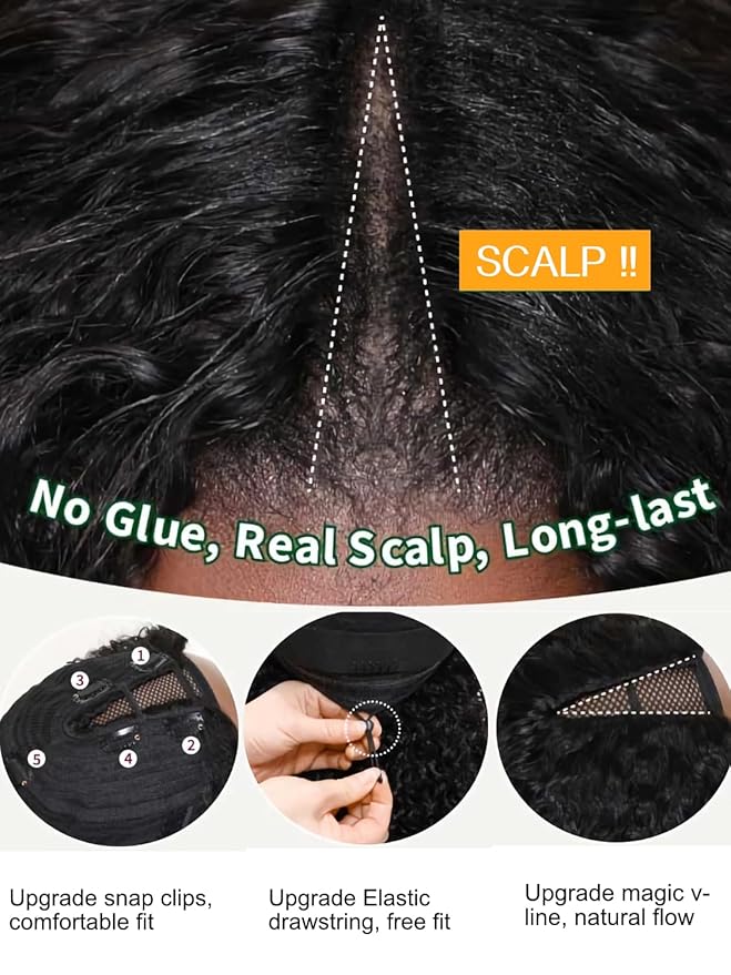Julia Hair EasiContour V Part Wigs Human Hair Body Wave Glueless Wig No Leave Out No Gel Clip in Vpart Wig Upgrade U Part Human Hair Wigs Beginner Friendly Natural Vpart 14 Inch