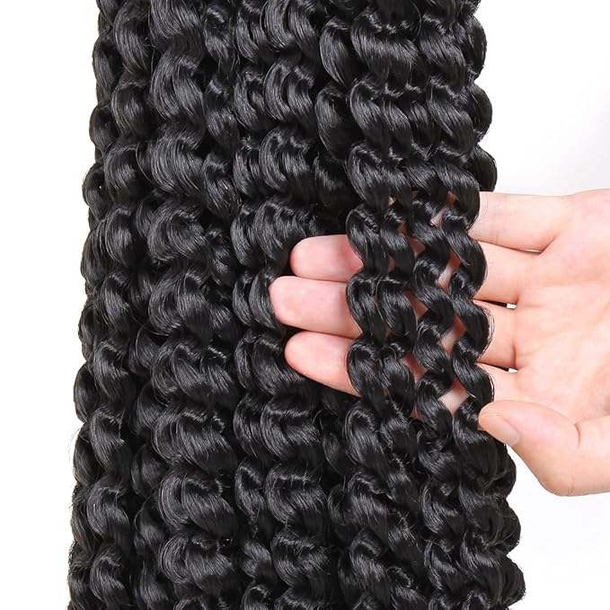 Leeven 7 Packs Passion Twist Braiding Hair for Butterfly Locs Natural Black Water Wave Crochet Passion Twist Hair for Women 30 Inch Super Long Bohemian Braids Synthetic Crochet Hair 1B#