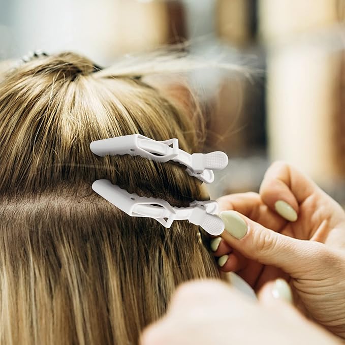 Ondder 24 Pack Pro Hair Clips for Styling, Coloring, Cutting - Large Alligator Clips for Women, Men, Girls, Teens - White