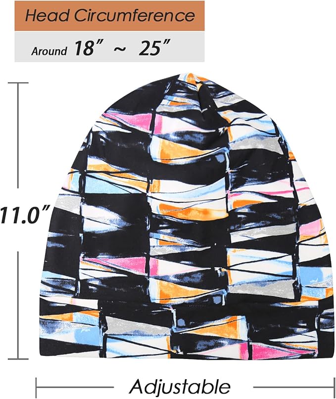 Adjustable Satin Lined Sleep Cap for Dreadlocks Curly Hair Large Head-Stay On Overnight