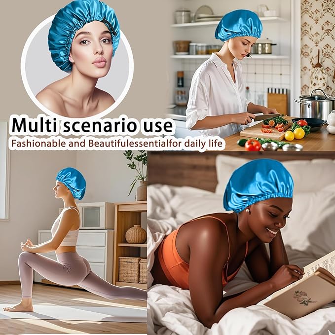 Silk Bonnet for Sleeping Women,Adjustable Satin Bonnet for Women Curly Natural Hair,Double Layer Anti Frizz Soft Sleep Cap.