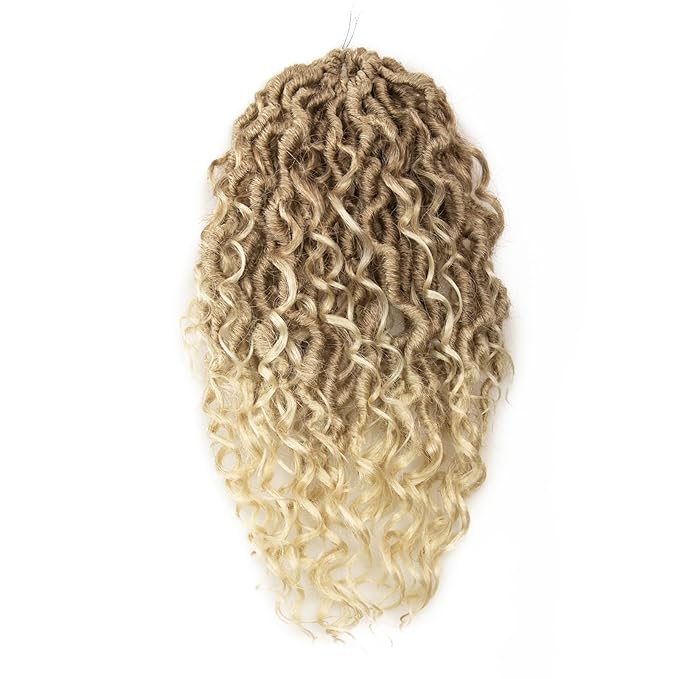 Goddess Locs Crochet Hair 12Inch Short Faux Locs Crochet Hair Pre looped Curly River locs Crochet Hair Hippie Locs Bohemian Locs Crochet Braids for Black Women (27/613, 12inch)