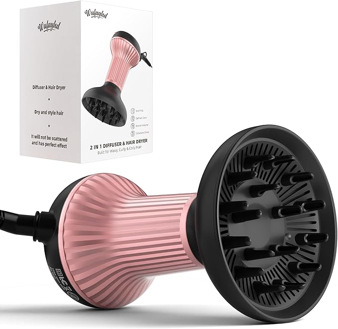 Diffuser Hair Dryer for Curly Hair: Professional 2 in 1 Diffuser & Hair Dryers with Ionic & Ceramic Technology for Wavy Hair Enhances Curls and Waves While Reducing Frizz, Gifts for Women