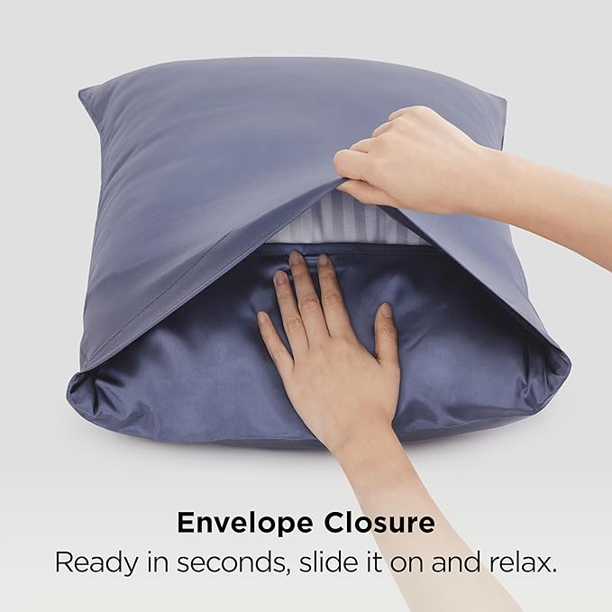 Bedsure King Size Satin Pillowcase Set of 2 - Blue Granite Silky Pillow Cases for Hair and Skin with Envelope Closure, Similar to Silk Pillow Cases, Gifts for Women Men, 20x36 Inches, 2pcs