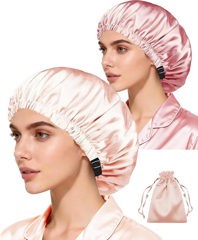 3Pcs Hair Bonnets For Sleeping Satin Bonnet For Women Silk Bonnets Womens Curly Hair Sleep Caps Silky Night Cap