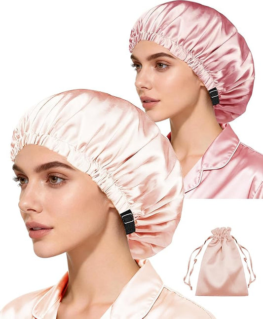 3Pcs Hair Bonnets For Sleeping Satin Bonnet For Women Silk Bonnets Womens Curly Hair Sleep Caps Silky Night Cap