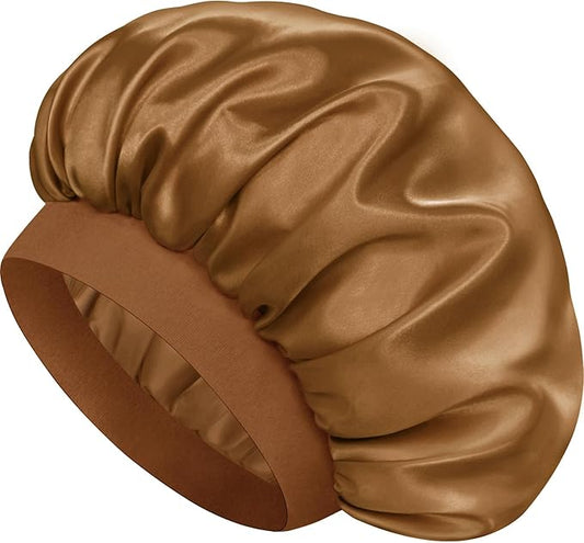 Satin Silk Bonnet for Sleeping, Double Layer Silk Sleep Cap for Men & Women, Soft Satin Lined Bonnet for Curly Hair