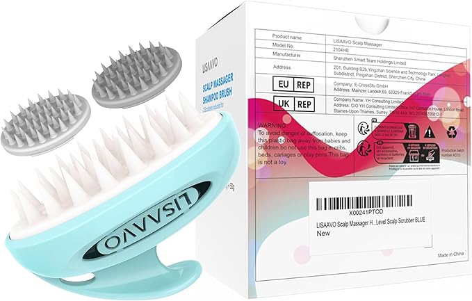 3 in 1 Hair Growth Scalp Massager,Replaceable Shampoo Brush for Relaxing,Deep Cleansing Exfoliator & Soothes itching - Wet/Dry Use for All Hair Types,Blue