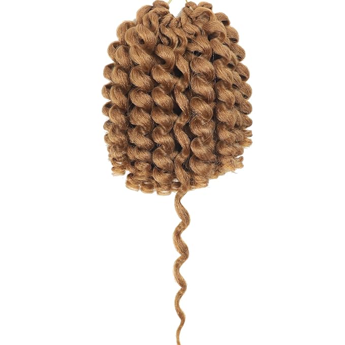 Blonde Short Jamaican Bounce Crochet Hair Light Brown 5 Packs 2X Ringlet Wand Curl Crochet Hair 8 Inch Curly Crochet Hair Extensions 27# Curly Crochet Braiding Hair 100 Roots