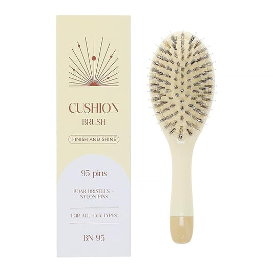 Boar Bristle Hair Brush -boar bristles + nylon pins， Smoothes & Detangles All Hair Types, Hairbrush for Women, Men & Kids, Distributes Oils for Natural Shine & Stimulates Scalp
