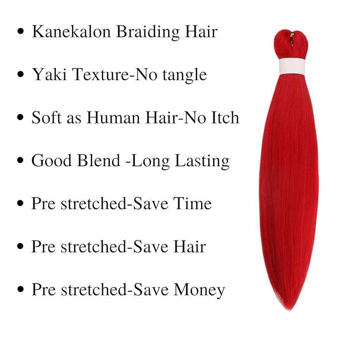 Braiding Hair Extensions Pre stretched Boho Curly Deep Wave Crochet Braids Red | Prestretched | Kids | Ez Braid | Short Boho Braids | Hypoallergenic | Knotless | Itch Free |
