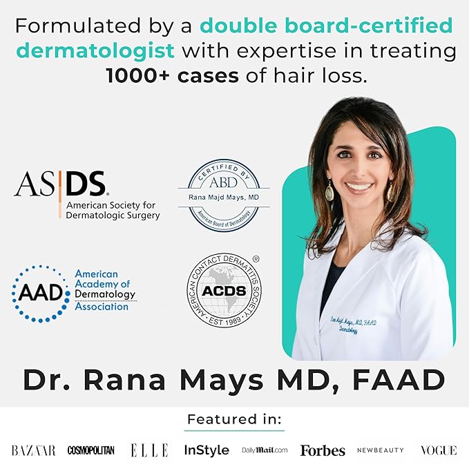 Hair Plus MD Hair Growth Supplement, 120 Capsules – Supports Hair Growth & Density – Dermatologist-Developed with Collagen & Vitamins – Gluten-Free, Toxin-Free, Non-GMO – 1 Month Supply