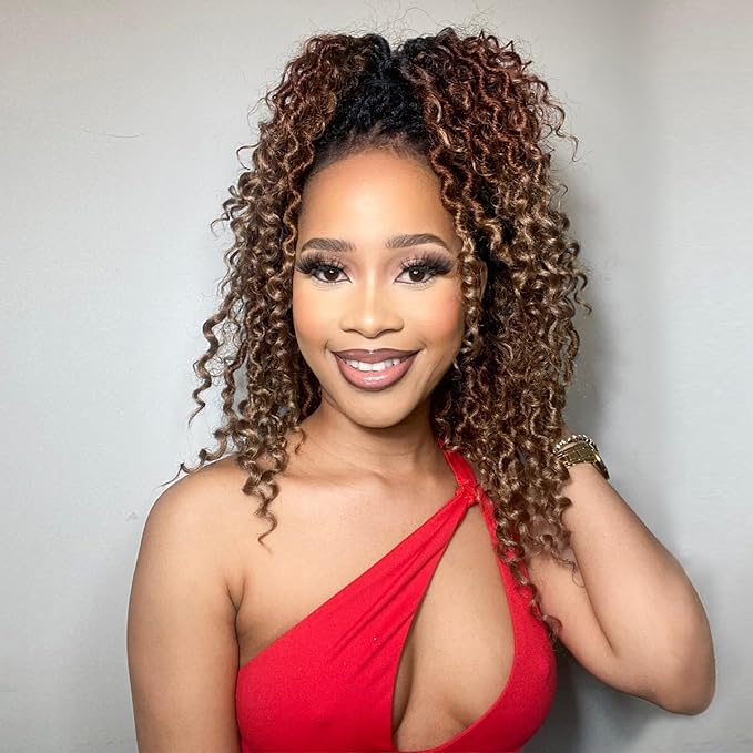 Fulcrum Goddess Locs Crochet Hair 12 Inch, 8 Packs New Faux Locs Crochet Hair for Black Women, Crochet locs with Curly Ends (12Inch (Pack of 8), 1B/30/27#)