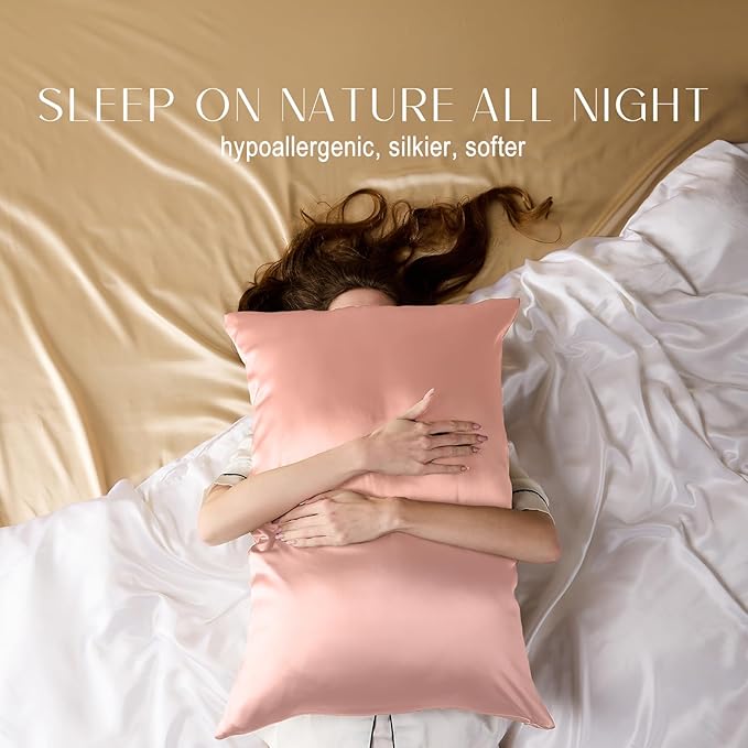 ZIMASILK 100% Pure Mulberry Silk Pillowcase for Hair and Skin Health,Soft and Smooth,Both Sides Premium Grade 6A Silk,600 Thread Count,with Hidden Zipper,1pc(Standard 20''x26'',Coral)