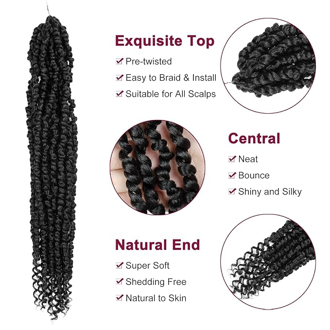 Passion Twist Hair - 8 Packs 20 Inch Passion Twist Crochet Hair For Women, Crochet Pretwisted Curly Hair Passion Twists Synthetic Braiding Hair Extensions (20 Inch 8 Packs, #2)