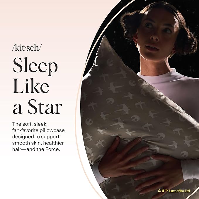 Kitsch x Star Wars Rebel Alliance Satin Pillowcase | Satin Pillowcase with Zipper, Better Than Silk Pillowcase | Frizz-Reducing Pillow Case for Hair & Skin Care, Cooling & Breathable - King