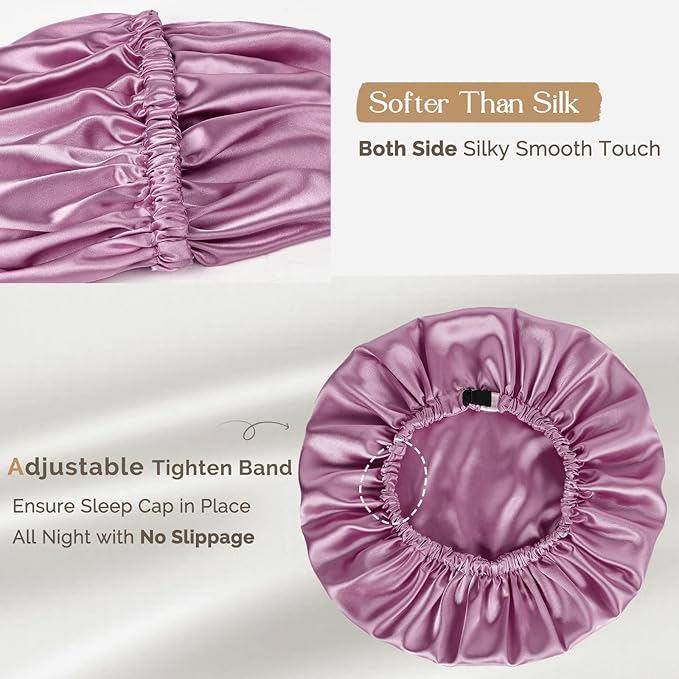 YANIBEST Silk Bonnet Satin Bonnet for Sleeping Women Men, Adjustable Double Layer Hair Bonnet for Curly Braids Reduce Frizz