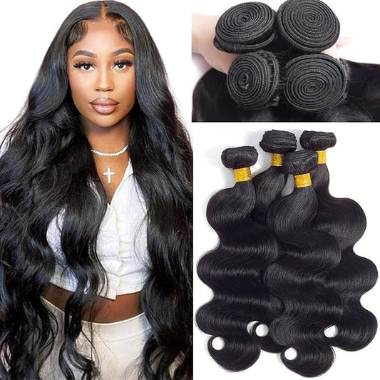 12A Body Wave Bundles Human Hair 18" 20" 22" 24" 400g 100% Unprocessed Brazilian Virgin Hair Body Wave 4 Bundles Human Hair Weave Bundles Natural Color