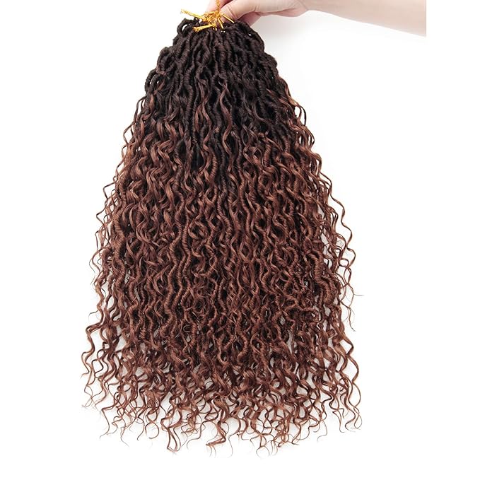 8Packs Goddess Locs Crochet Hair 18Inch Boho Faux Locs,Crochet Locs With Curly Ends River Hippie Locs Bohemian Locs Crochet Hair for Black Women(4/30, 18inch(Pack of 8))