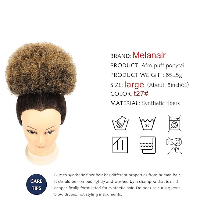 Afro Puff Drawstring Ponytail with Bangs ponytail extension for black women Short Curly Clip in Wrap Updo Hairpiece(T27) (No bangs, T27#)