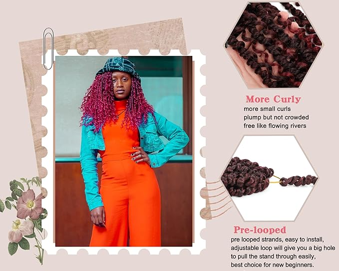 Goddess Passion Twist Crochet Hair 18Inch 8Packs Ombre Boho Passion Twist Hair Pre-twisted Crochet Passion Twist Hair Prelooped Boho Crochet Hair for Black Women (8 Packs, #1B/BUG,18inch)