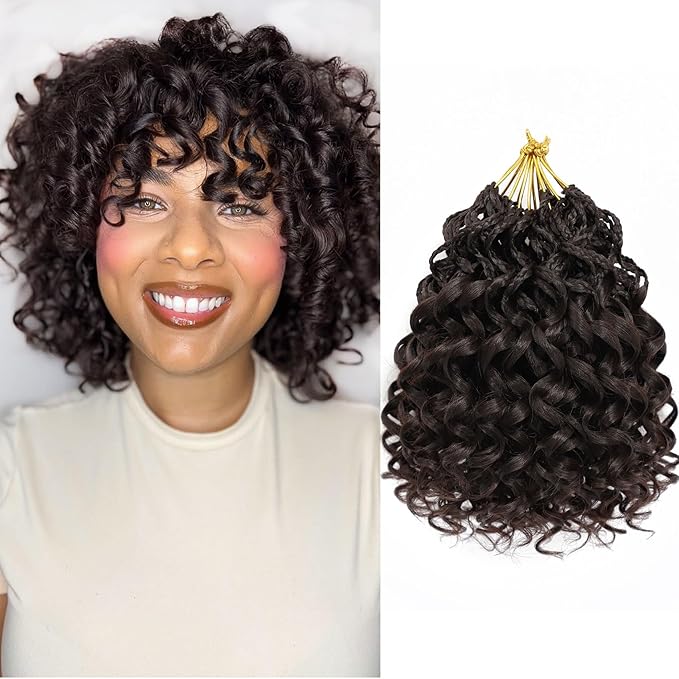 7 Packs Gogo Curl Crochet Hair for Women 8 Inch Pre-Twisted Curly Crochet Hair Pre Looped Deep Ocean Water Wave Beach Curl Crochet Braids Synthetic Braiding Hair Extensions (8 Inch, 4#)