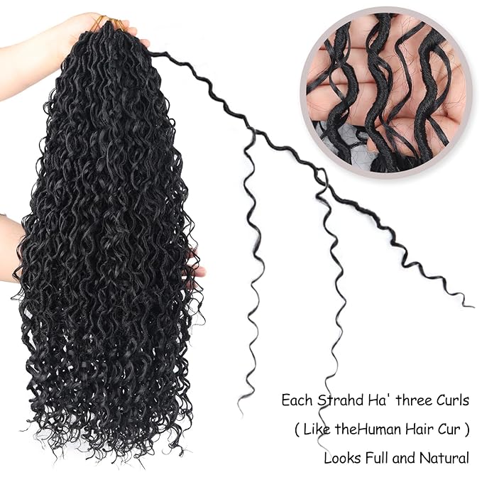 Goddess Locs Crochet Hair 24 Inch 9 Packs Synthetic Faux Locs Crochet Hair for Black Women, River Locs Hair Extensions Style Pre looped Crochet Locs with Curly Ends