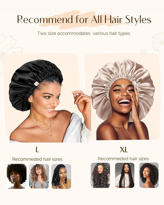 YANIBEST Silk Bonnet Satin Bonnet for Sleeping Women Men, Adjustable Double Layer Hair Bonnet for Curly Braids Reduce Frizz