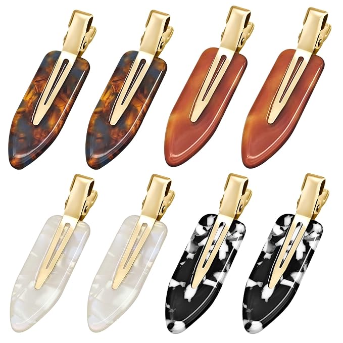 8 Pcs No bend Hair Clips No Crease Makeup Duckbill Clip No Dent Creaseless Flat Alligator Hair Barrettes for Salon Hairstyle Women Girls Accessories Cellulose Acetate(Caramel)