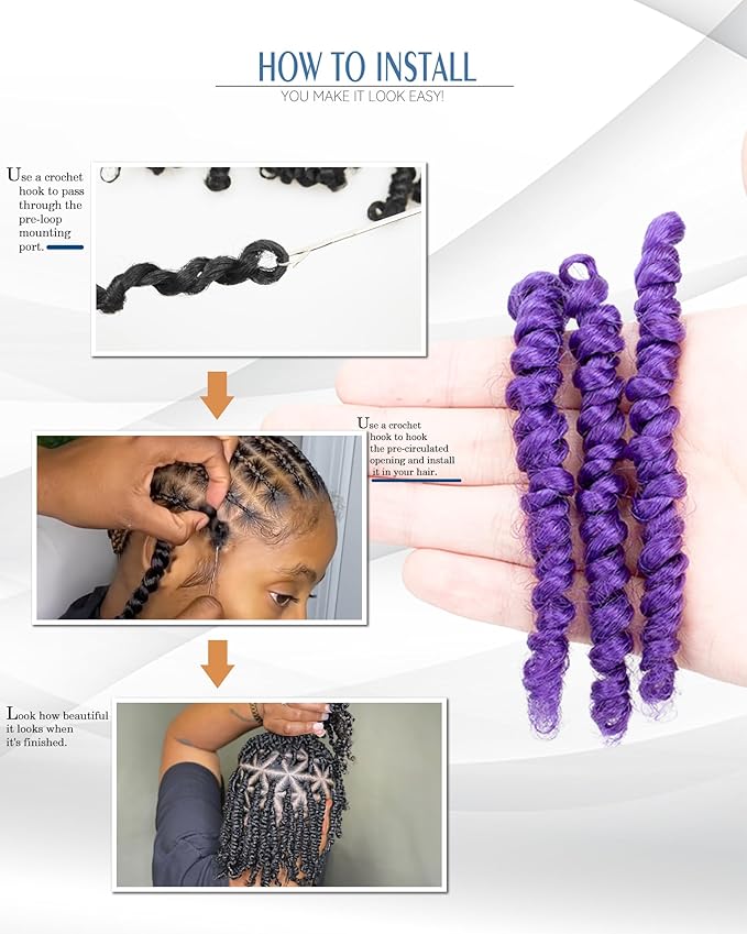 Short Passion Twist Crochet Hair for Black Women and Kids,Pre-Twisted Pre Looped Passion Twist Hair,4 Inch 8 Packs Short Bob Spring Twist Bohemian Braids,Curly Crochet Hair Extensions(4"-8P,Purple)