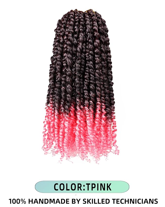 crochet twists pre looped-14 Inches 8 Packs Passion Twist Crochet Hair for Black Women and Kids-Omber Pink,Soft Lightweight Hair Extension(14"-8 Packs,T1B/Pink)