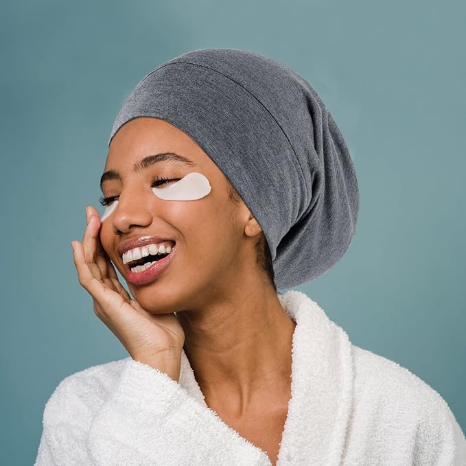 OLESILK Mulberry Silk Bonnet for Women, Unisex Adjustable Sleep Cap, Real Silk Hair Wrap, Pearl Grey