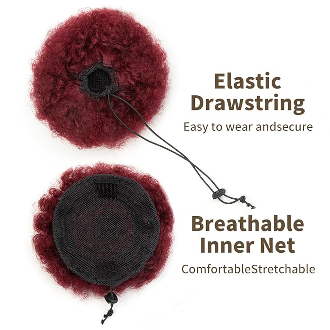 isheeny Small Human Hair Ponytail Extension For Kids 2-5 Years Old, 100% Human Hair Bun Small Drawstring Ponytail Burg For Little Girls,Curly Hairpiece Natural, Soft, And Durable For Repeated Use