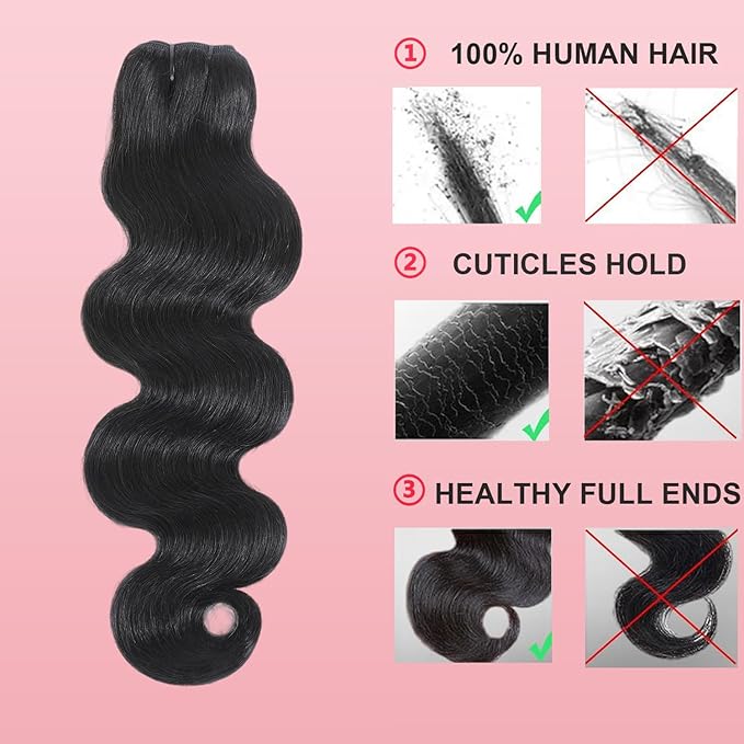 12A Human Hair Bundles 20 Inch Body Wave Bundles Human Hair 100% Unprocessed Brazilian Virgin Weave 1 Bundle for Women Natural Black Real Body Wavy Human Hair Extensions