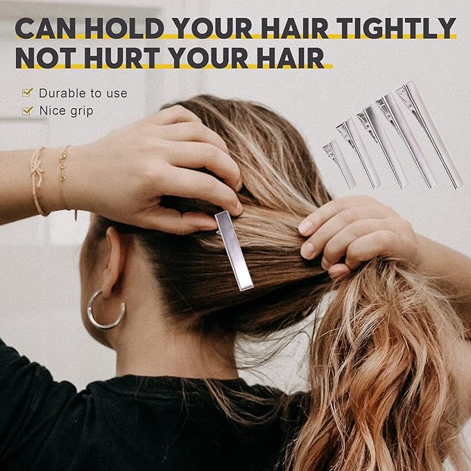 270Pcs 5 Sizes Alligator Hair Clips Bulk Silver Single Prong Hair Clips For Bows Making Hair Pins For Sectioning Hair Styling And Sectioning Hairdressing DIY Crafts