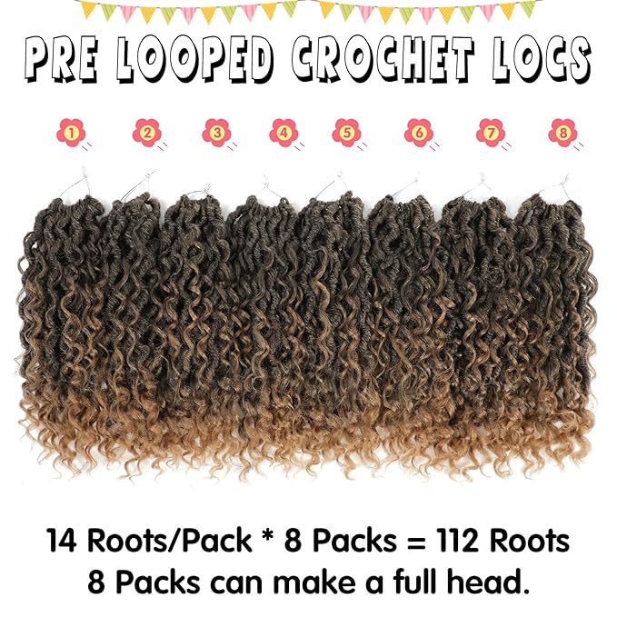 Fulcrum Goddess Locs Crochet Hair 10 Inch, 8 Packs New Faux Locs Crochet Hair for Black Women, Crochet locs with Curly Ends (10Inch (Pack of 8), T27#)