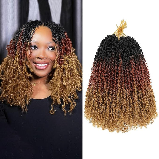 NAYOO 12 Inch Yanky Twist Crochet Hair - 8 Packs (30 Stands/Pack) Mini Passion Twist with Curly Ends Synthetic Pre-Looped Crochet Braids Braiding Hair12 Inch, OT30/27)