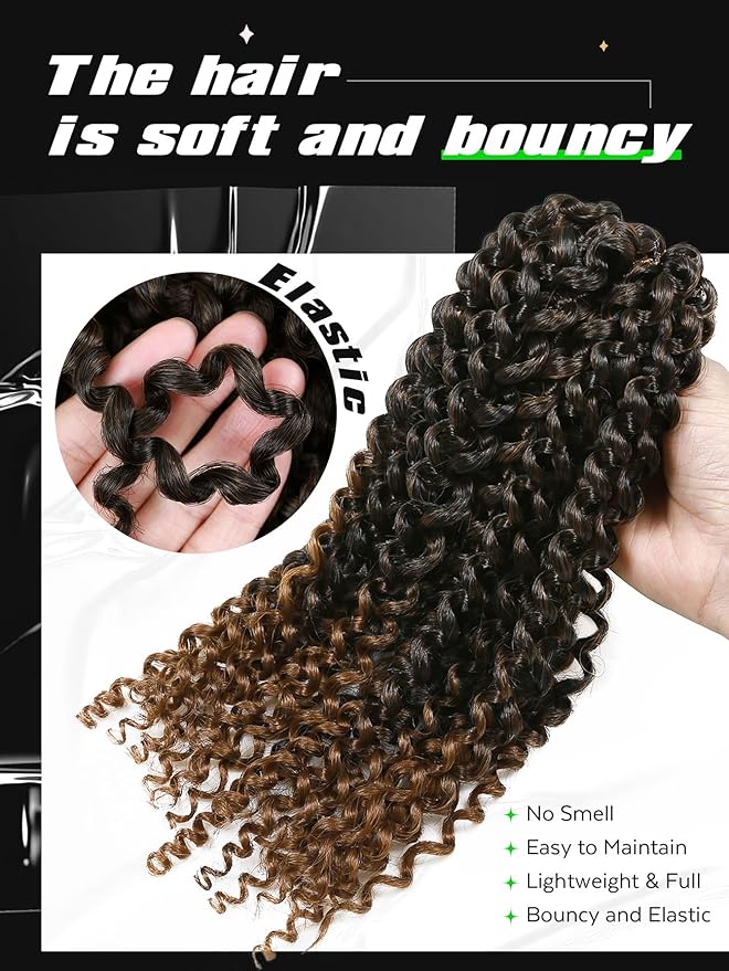 LADY MIRANDA Afro kinky Curly Crochet Hair Marlybob Braiding Hair Extensions for Black Women Jerry Curl Crochet Hair 6X Braid Hair Short Passion Twis Synthetic Extensions (Ombre Brown)