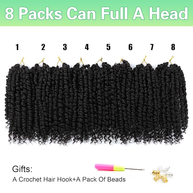 Passion Twist Crochet Hair 8Inch Passion Twist Hair 8 Packs Pre-Twisted Passion Twist Crochet Hair for Black Women Soft Passion Twist Curly Crochet Hair…