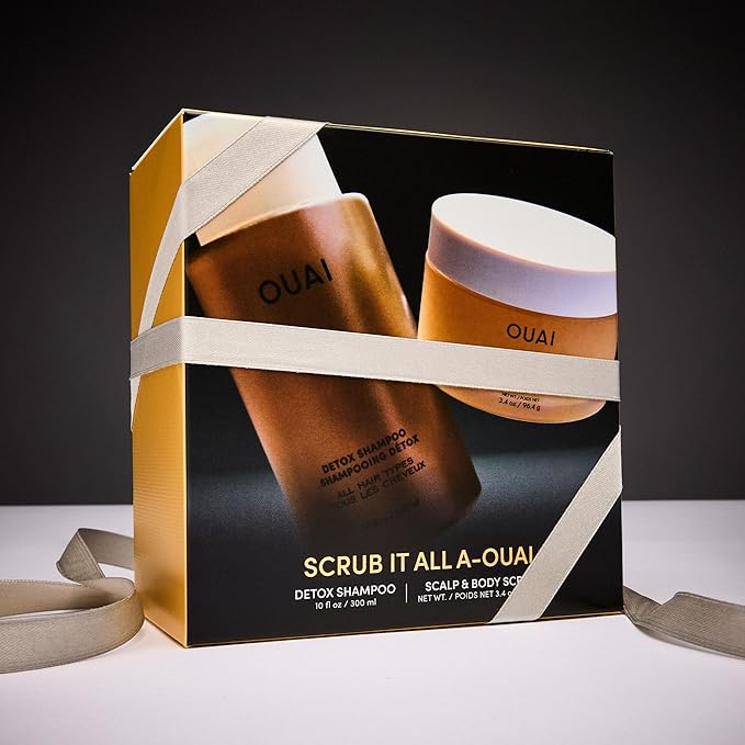 OUAI Scrub It All A-OUAI Hair Care Kit - Clarifying Shampoo & Exfoliating Body Scrub Duo - Hair Care Set with Detox Shampoo & Travel Size Body Scrub (2 Count)