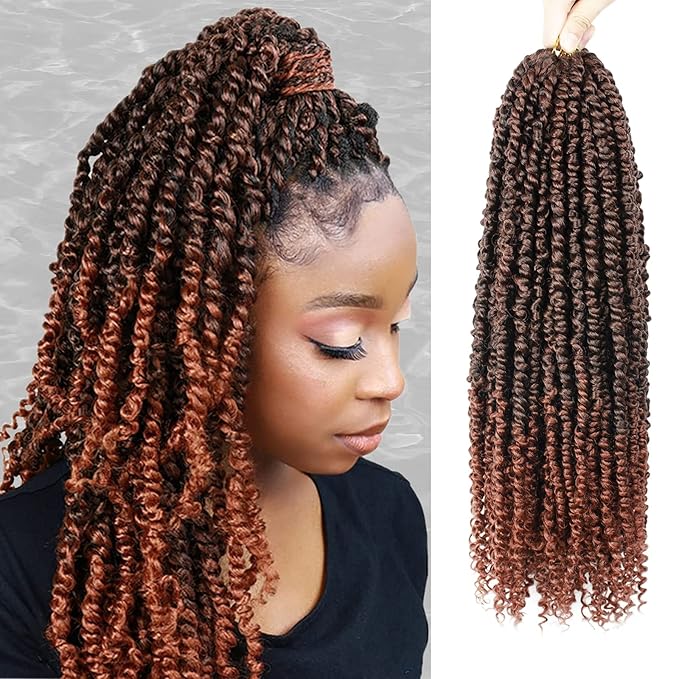 Passion Twist Hair - 8 Packs 18 Inch Passion Twist Crochet Hair For Women, Crochet Pretwisted Curly Hair Passion Twists Synthetic Braiding Hair Extensions (18 Inch 8 Packs, T350)