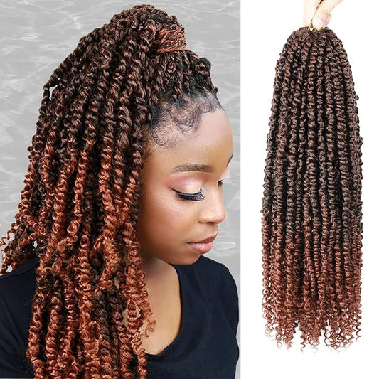 Passion Twist Hair - 8 Packs 18 Inch Passion Twist Crochet Hair For Women, Crochet Pretwisted Curly Hair Passion Twists Synthetic Braiding Hair Extensions (18 Inch 8 Packs, T350)