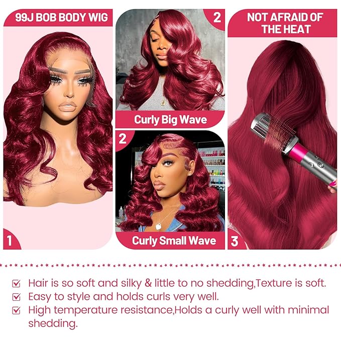 99j Burgundy Lace Front Wigs Human Hair 13x4 Bob Wig Human Hair Pre Plucked 200 Density HD Transparent Body Wave Lace Front Wigs Human Hair Red Colored Short Bob Wig for Women with Baby Hair 14inch
